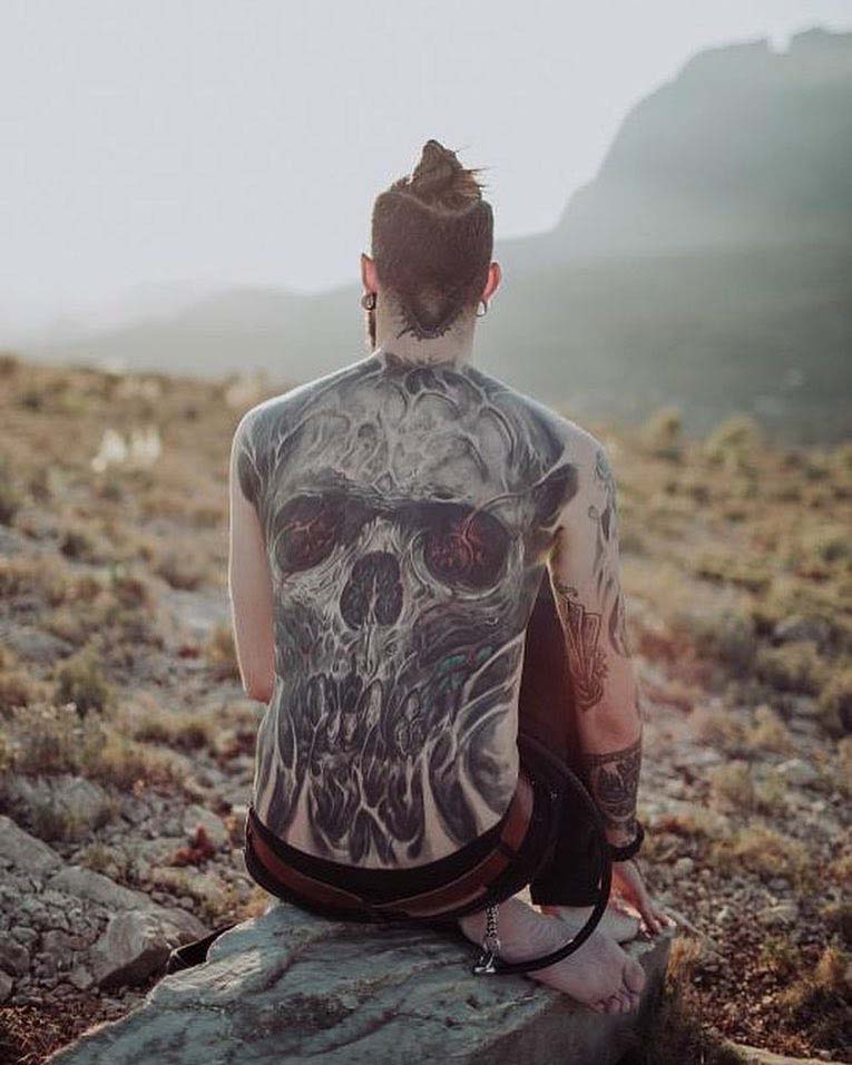 skull tattoo on full back